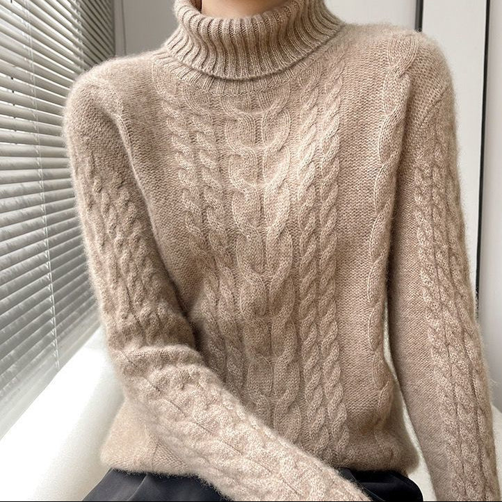 Tessa Turtleneck Chenille Kabelgebreide Trui