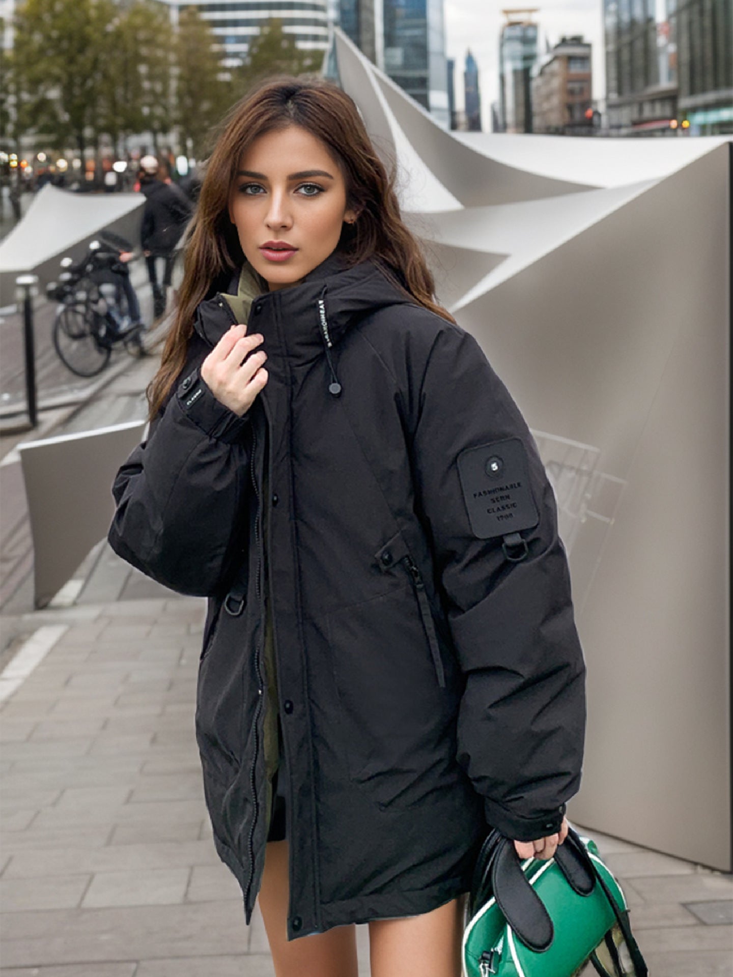 Casual Outdoor Donsjack Wandeljas met Opstaande Kraag