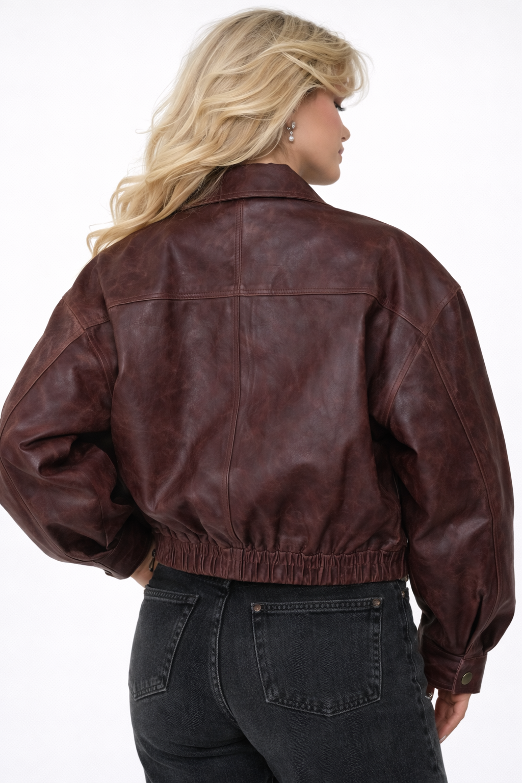 Avery Retro Leather Jacket Diep Bruin/Bordeaux Leren Dames Tussenjas voor de Lente