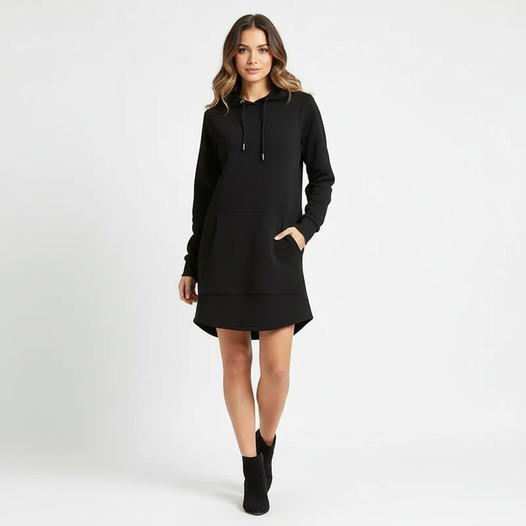 Comfortabele hoodie jurk dames met capuchon – Amélie