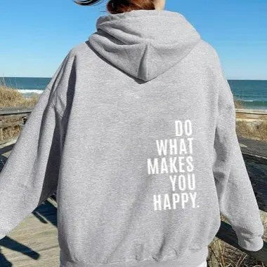 Comfortabele hoodie met statement print – Fenna