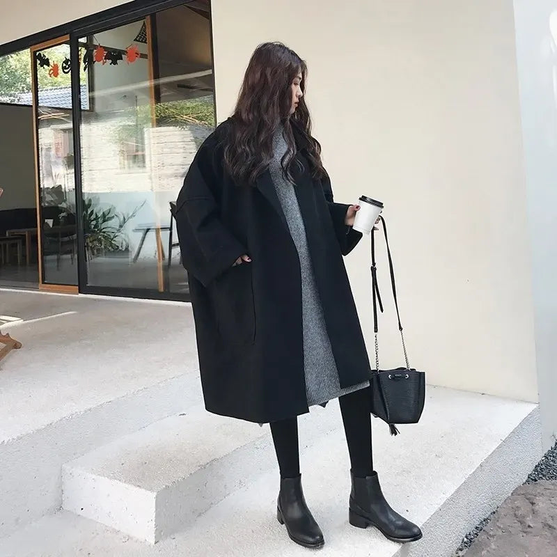 Comfortabele oversized dames trenchcoat van wolmix voor elk seizoen