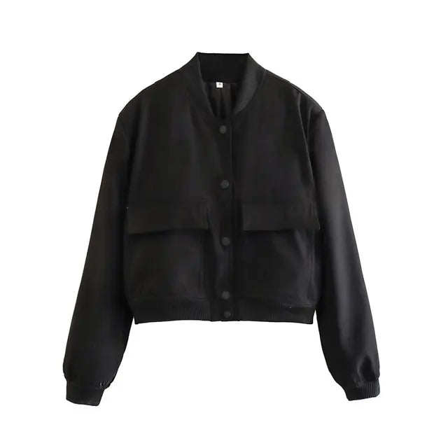 Dames Bomberjas met Rits en Ribbelmanchetten voor Casual Look