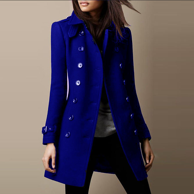 Dames Trenchcoat met Dubbele Knopen en Tailored Fit van Katoen