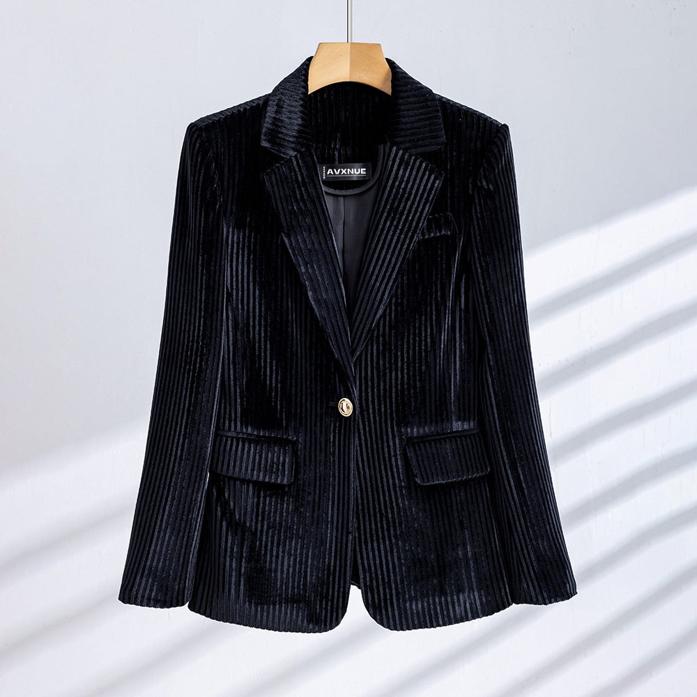 Dames Velours Curduroy Blazer met Tailored Fit en Enkele Knoopsluiting