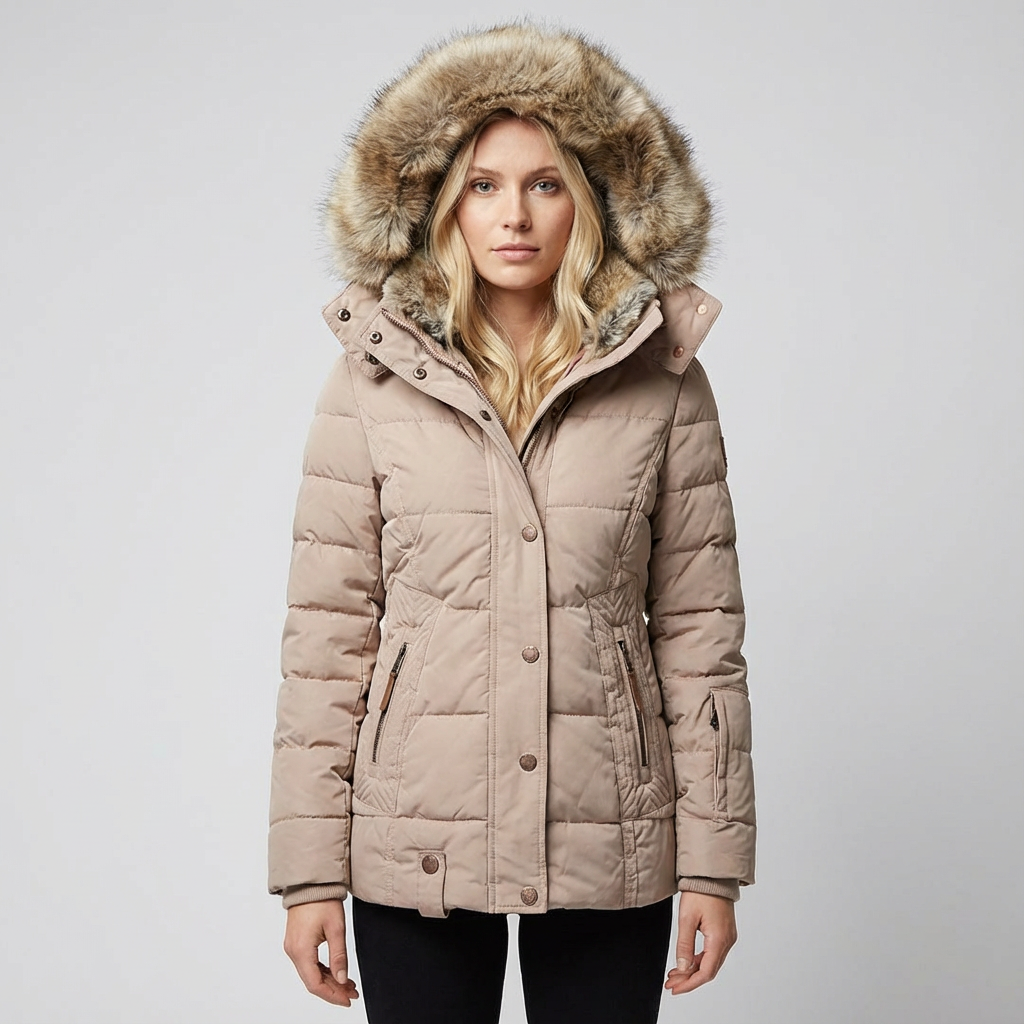 Dames winterjas met bontkraag