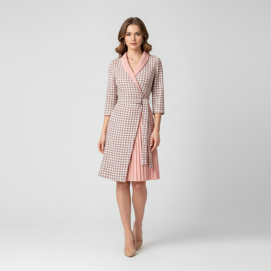 Elegant geplooid blazerjurk met ceintuur