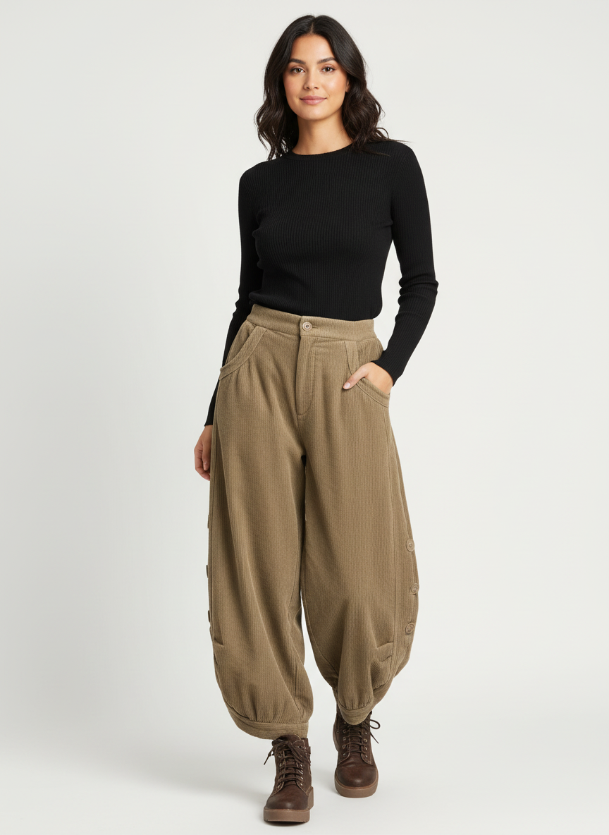 Elegante corduroy high-waist broek – Amélie