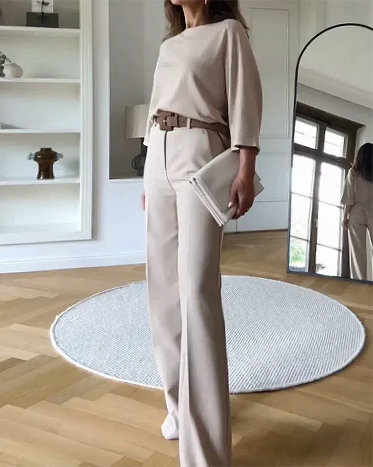 Elegante dames co-ord set met wijde pantalon – Elara