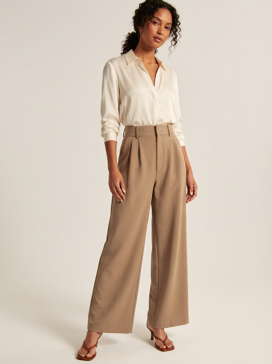 Elegante high-waist damesbroek met wijde pijpen