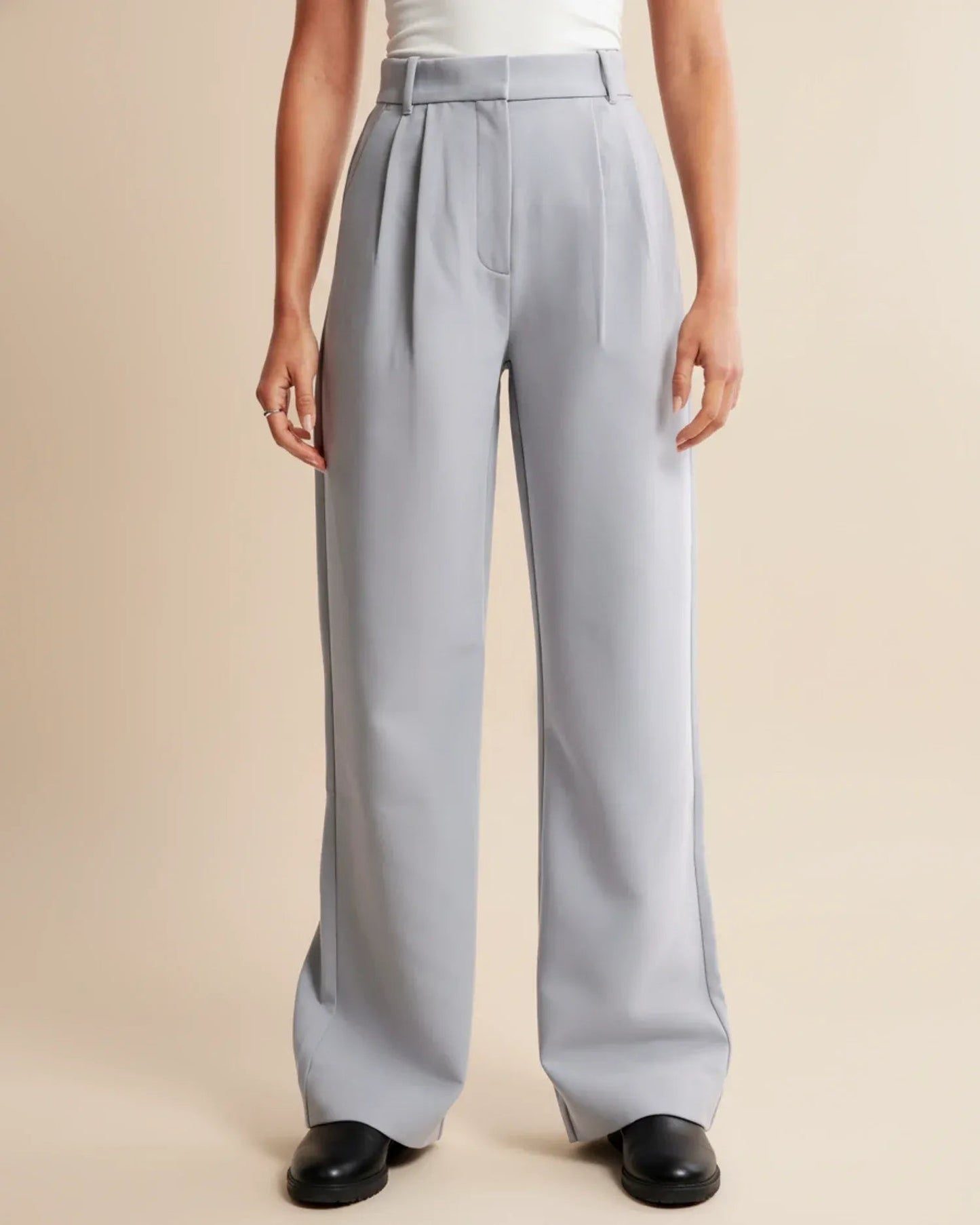 Elegante high waist damesbroek met wijde pijpen