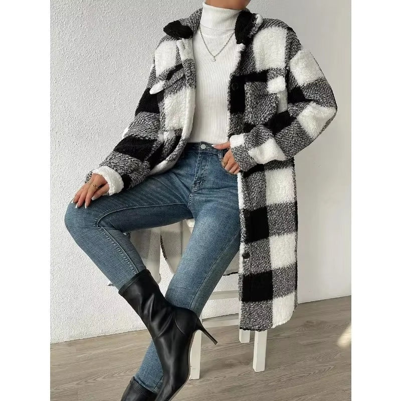 Geruite teddy dames jas – Isabelle