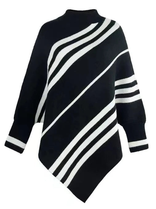 Gestreepte poncho trui dames – Mila