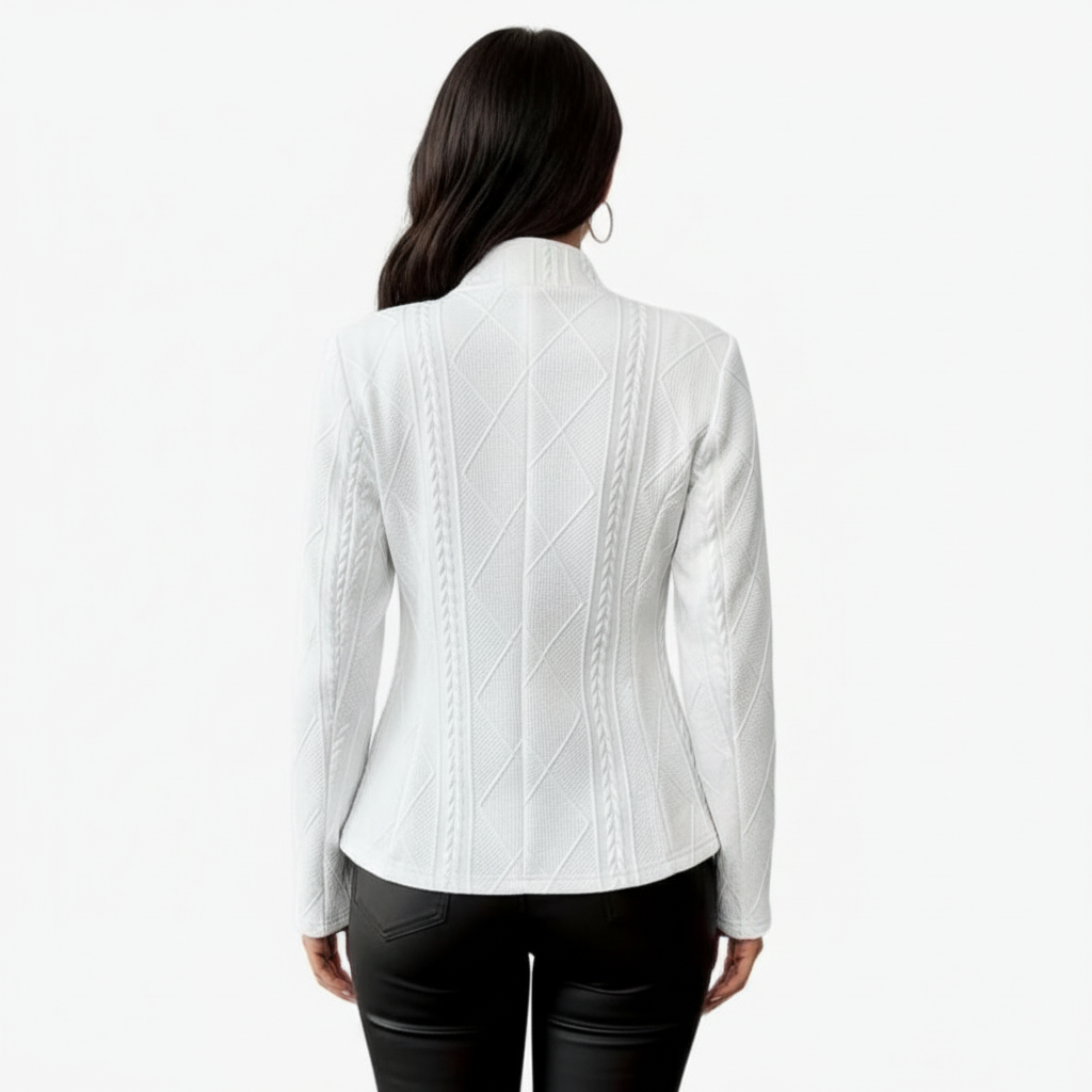 Gestructureerde elegante damesblazer met knoopsluiting