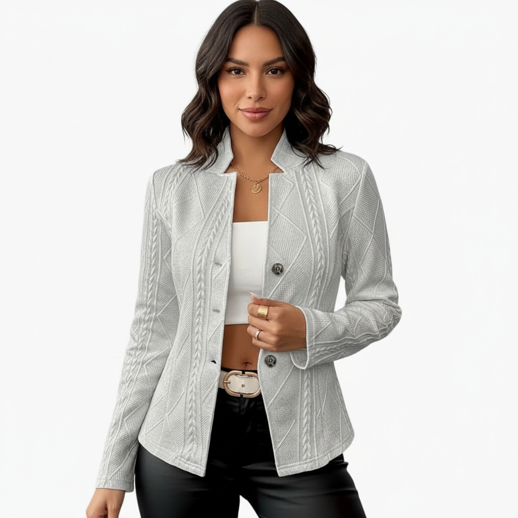 Getailleerde dames blazer met structuurpatroon – Aveline