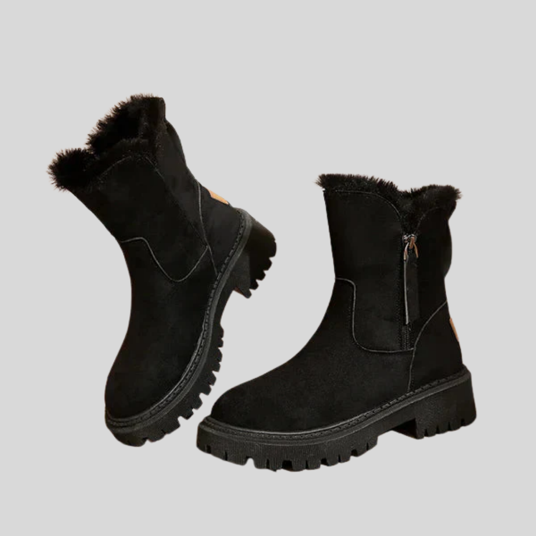 Gevoerde winterlaarzen voor dames met stevige zool en warme voering