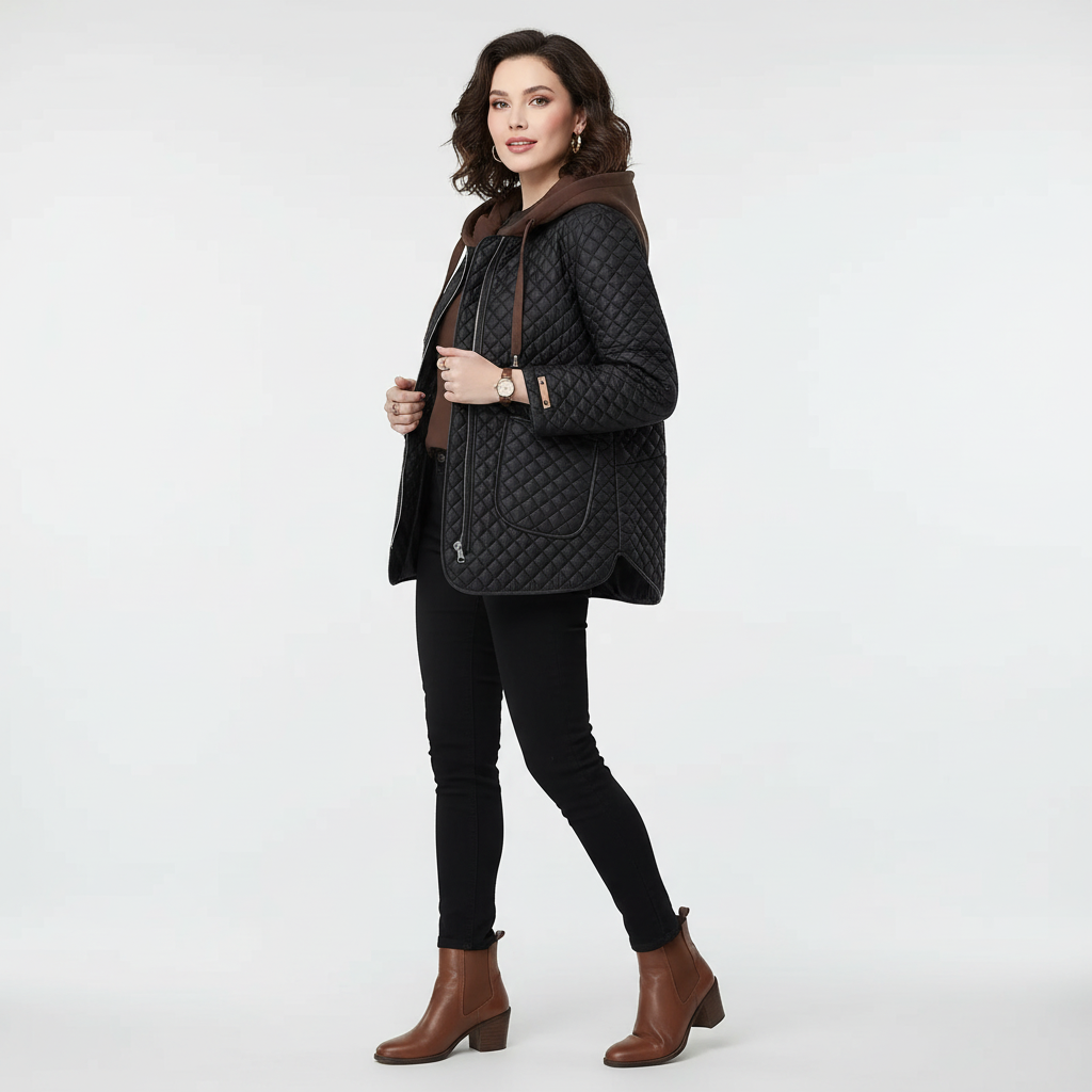 Gewatteerde dames jas met capuchon – Juliette