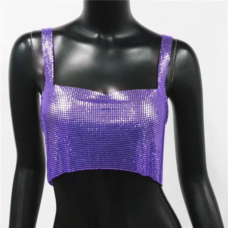 Glinster Cropped Top voor Vrouwen met Smalle Schouderbanden