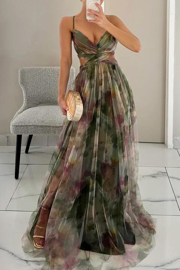 Lange Maxi Jurk met Bloemenprint en Verstelbare Rug voor Zomer