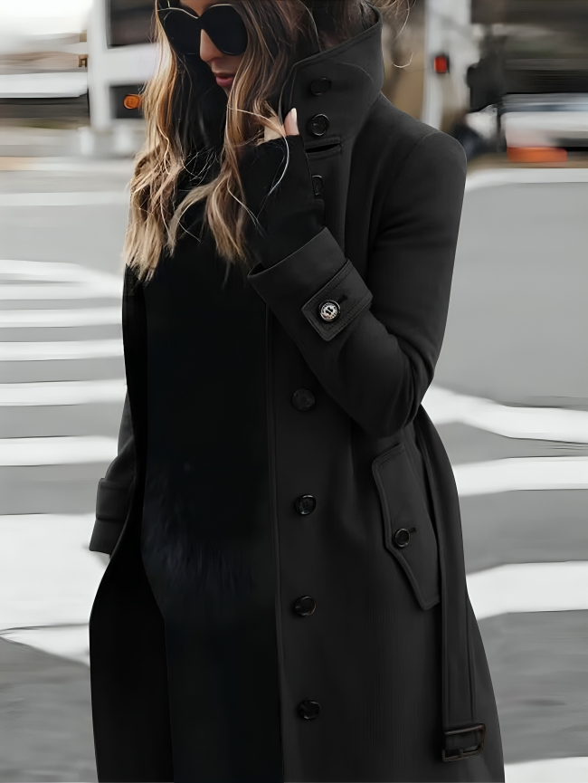 Lange dames trenchcoat met ceintuur - Sandra
