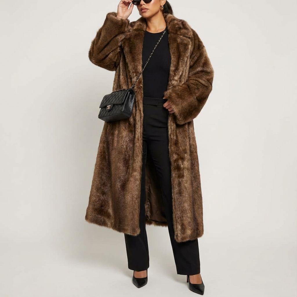 Lange faux fur damesjas met luxe uitstraling