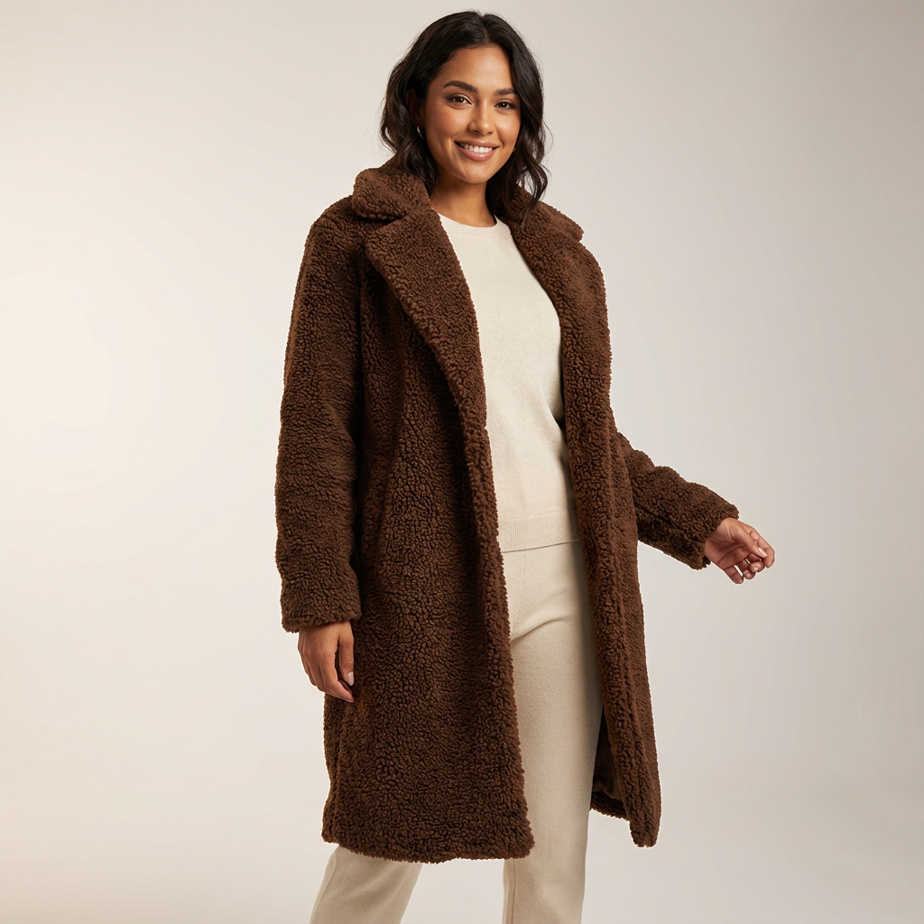 Lange oversized teddy jas voor dames - Doris