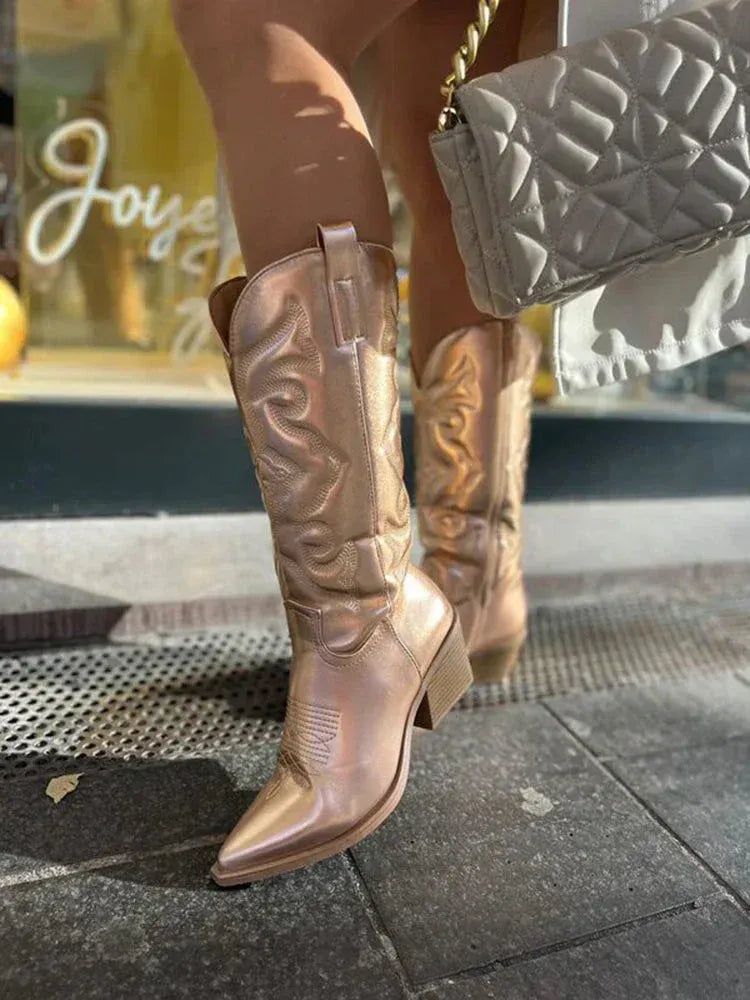 Metallic western dames laarzen – Valentina