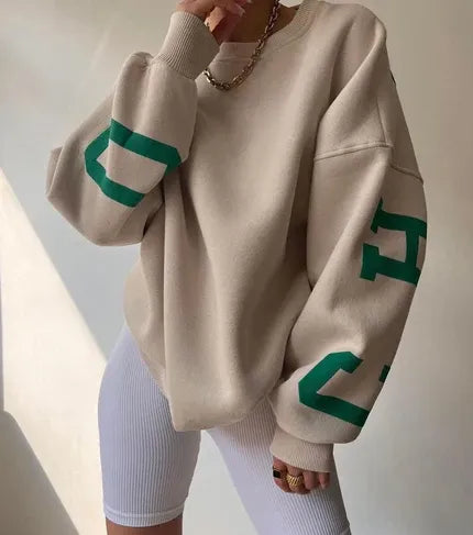 Oversized comfy dames sweater met grafische print