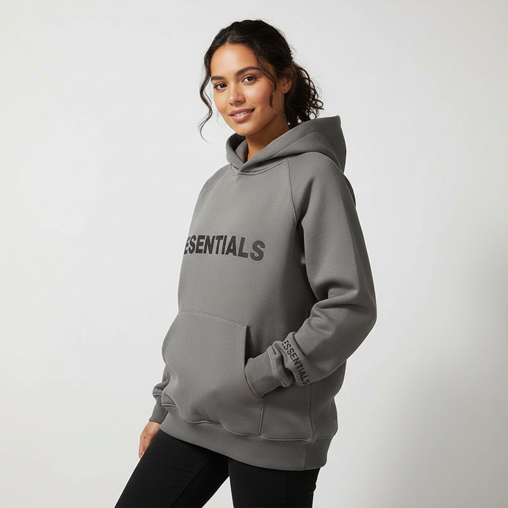 Oversized dames hoodie met essentials print – Delphine