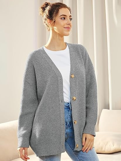 Oversized damesvest met V-hals – Isabelle