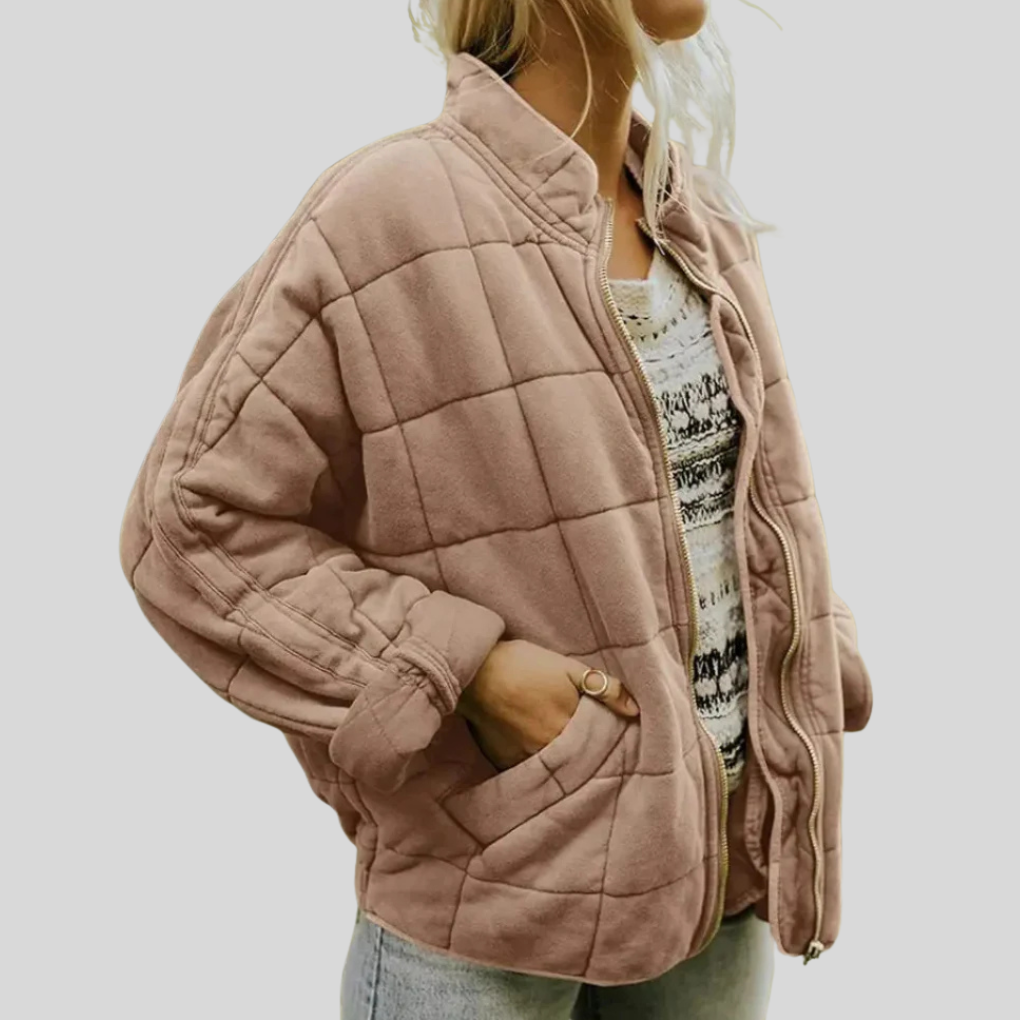 Oversized doorgestikte overgangsjas voor dames