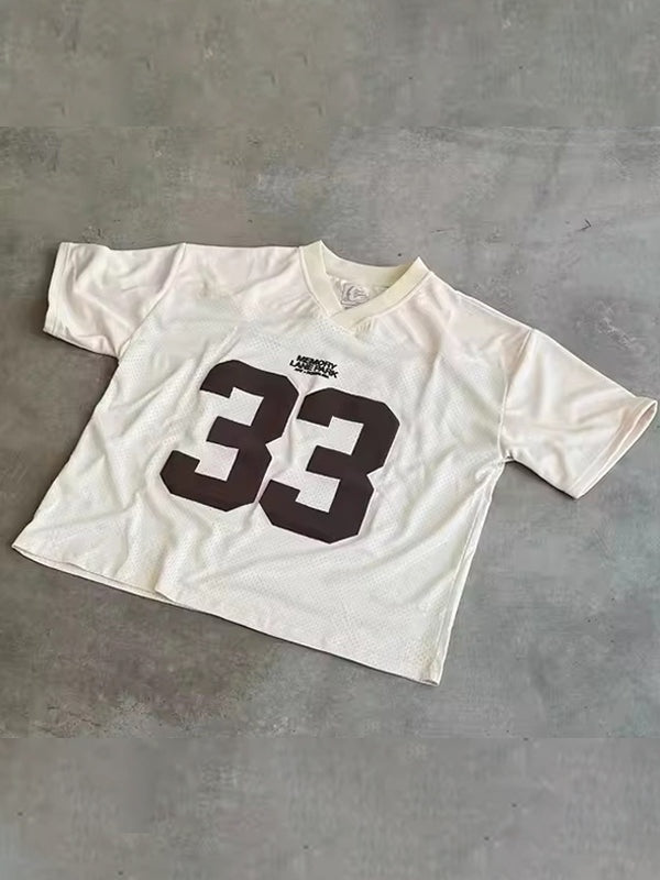 Oversized y2k jersey t-shirt met nummerprint