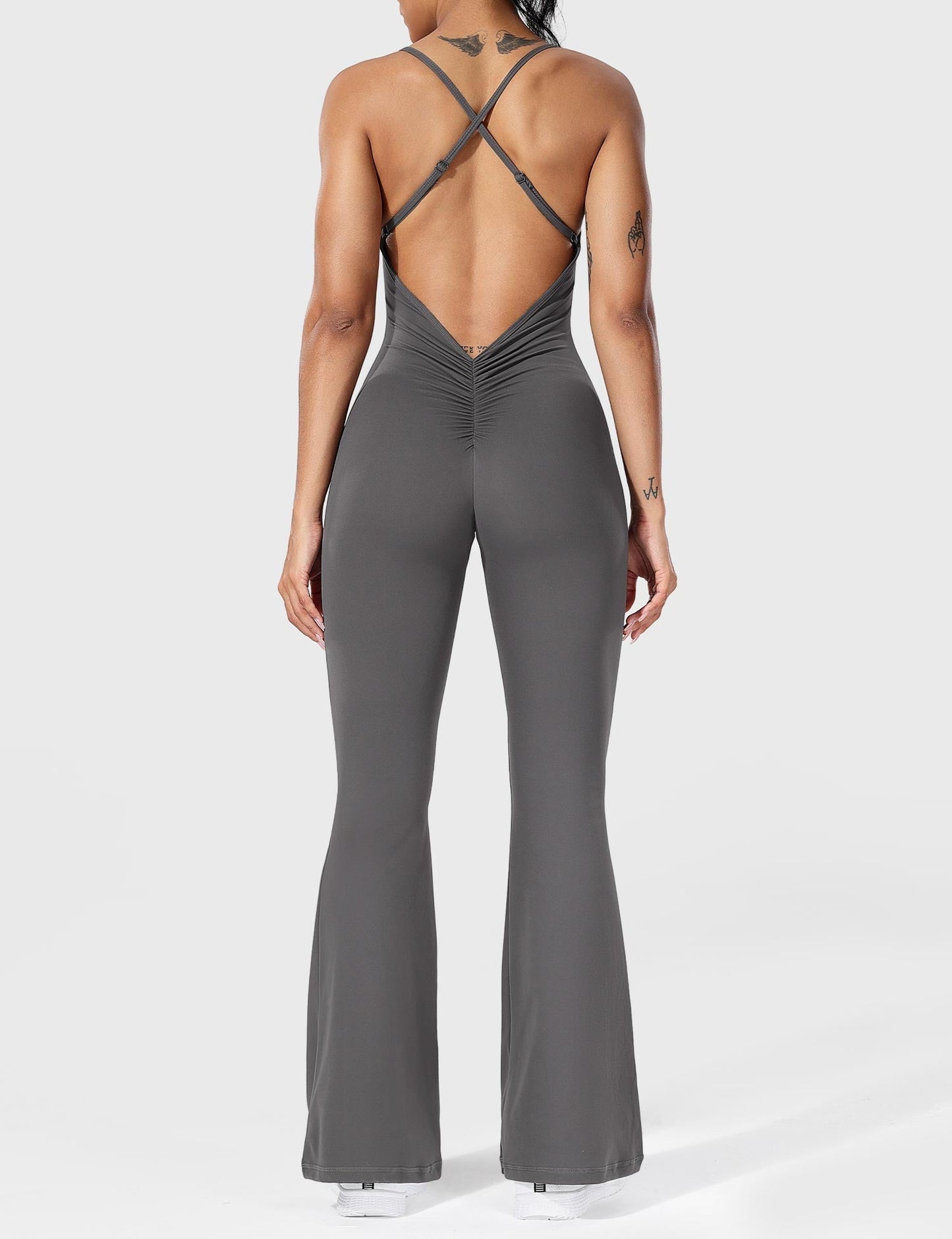 Serafina | Rugloze Flare Jumpsuit met verstelbare bandjes