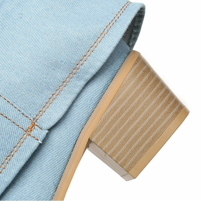 Trendy denim laarzen met hak – Miley