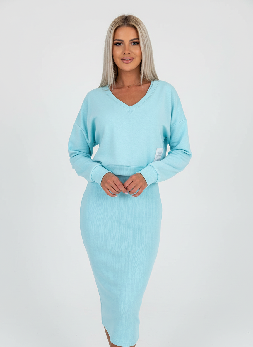 Tweedelige midi set met off-shoulder top
