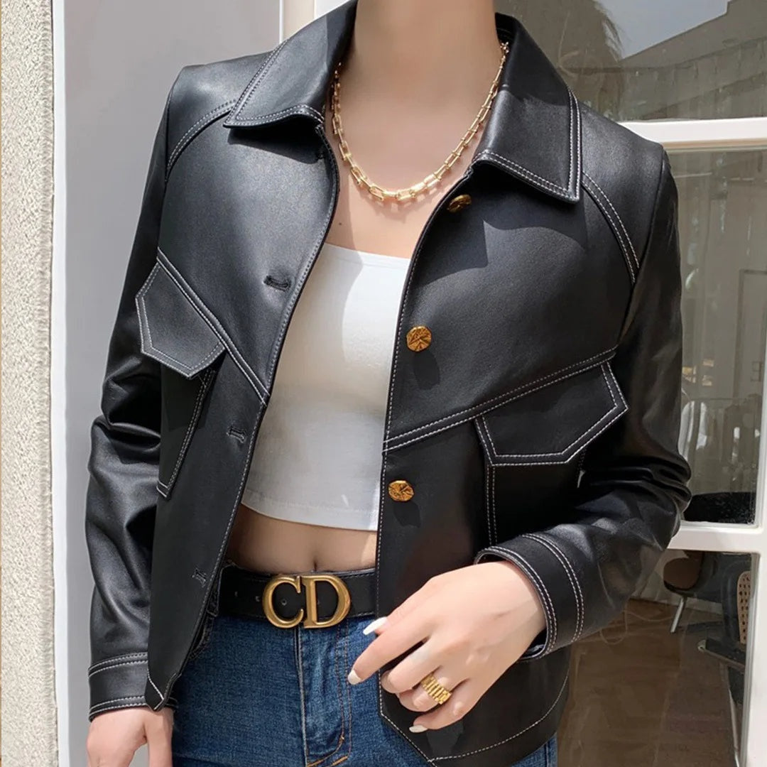 Vegan leather blazer dames – Marcell