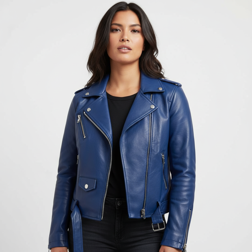 Vintage PU leren bikerjas – Elara