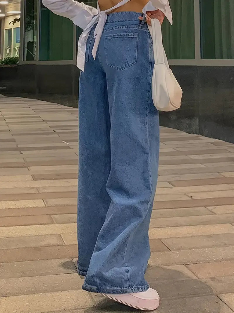 Vintage low-waist damesjeans met wijde pijpen