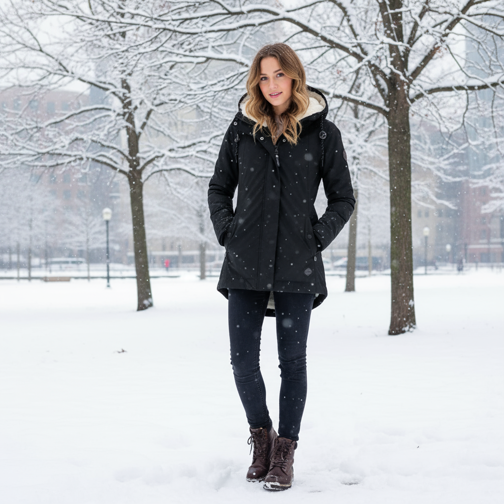 Warm gevoerde waterproof dameswinterjas