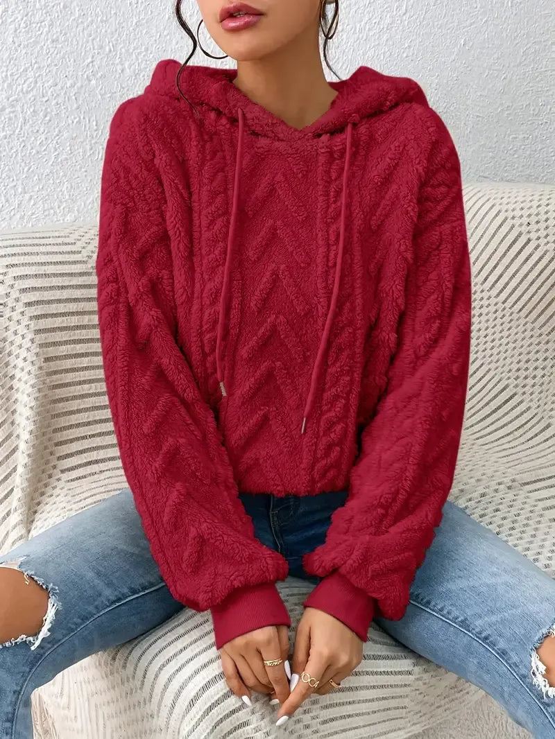Zachte teddy dames hoodie met structuur – Elyse