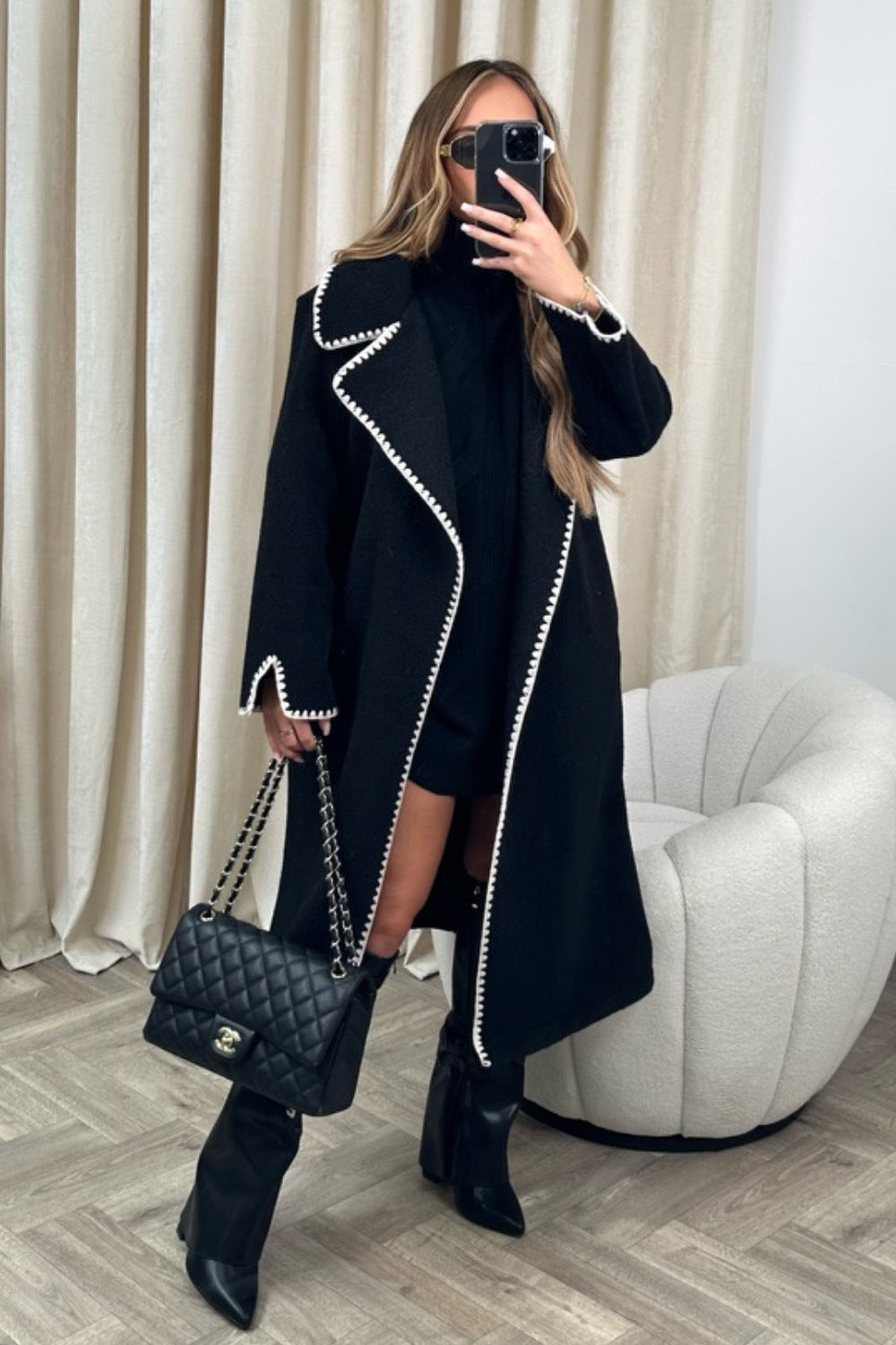Addison - Omkeerbare Wollen Damesjas met Haaksluiting | Luxe Reversible Coat