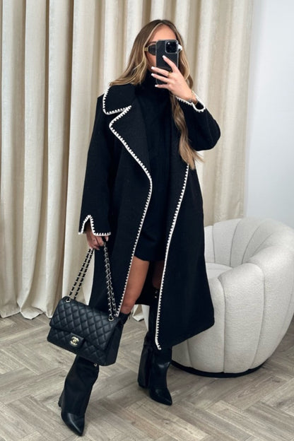 Addison - Omkeerbare Wollen Damesjas met Haaksluiting | Luxe Reversible Coat