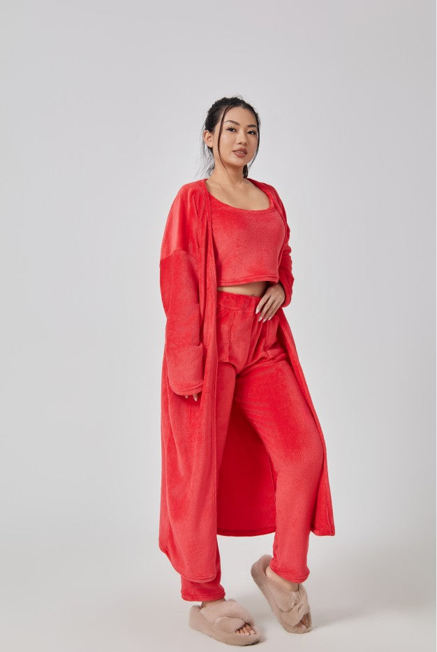Avery 3-Delige Dames Lounge Set – Warme Zachte Pyjama / Huispak Dames
