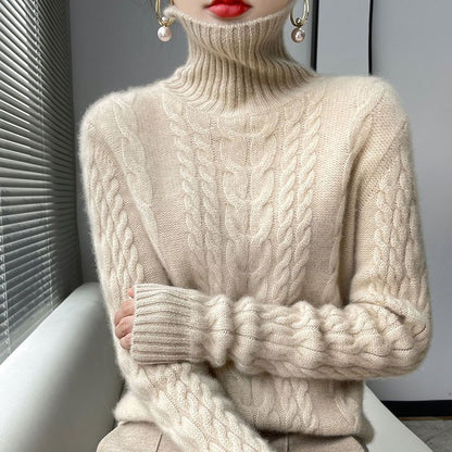 Tessa Turtleneck Chenille Kabelgebreide Trui