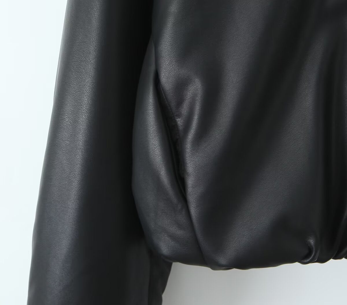 Roxanne Vintage Bruin Leren Look Bomber Jacket – Cropped Dames Faux Leather Jacket met Rits