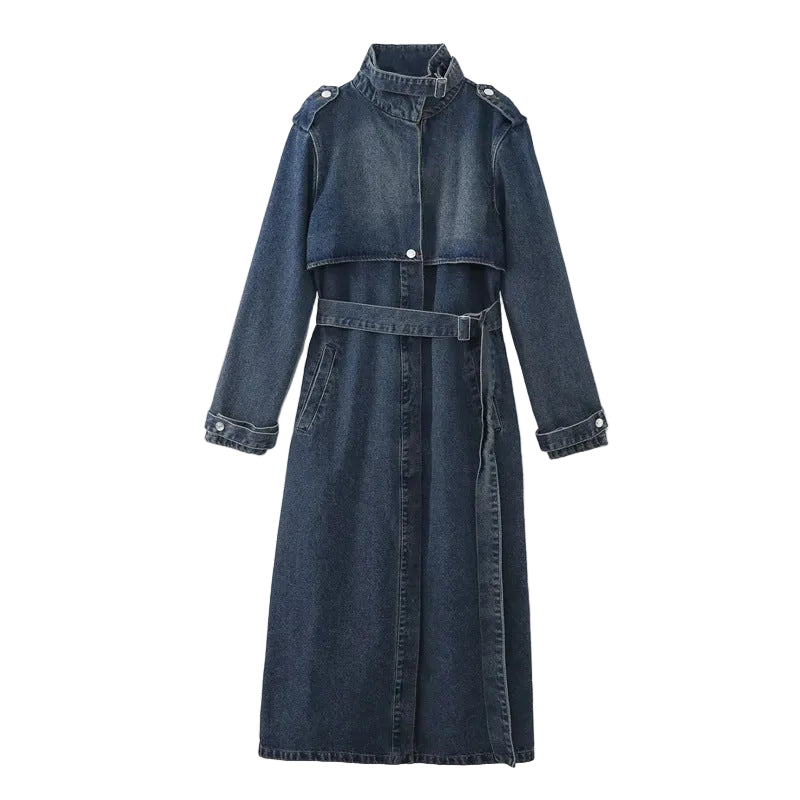 Harper Denim Trenchcoat – Donkerblauw