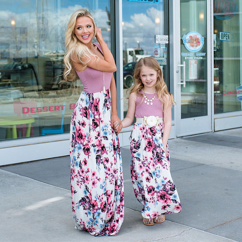 Isabella – Moeder & Dochter Maxi Jurk met Bloemenprint