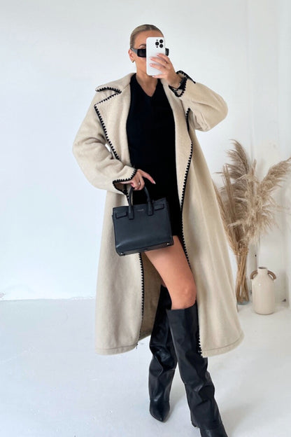 Addison - Omkeerbare Wollen Damesjas met Haaksluiting | Luxe Reversible Coat