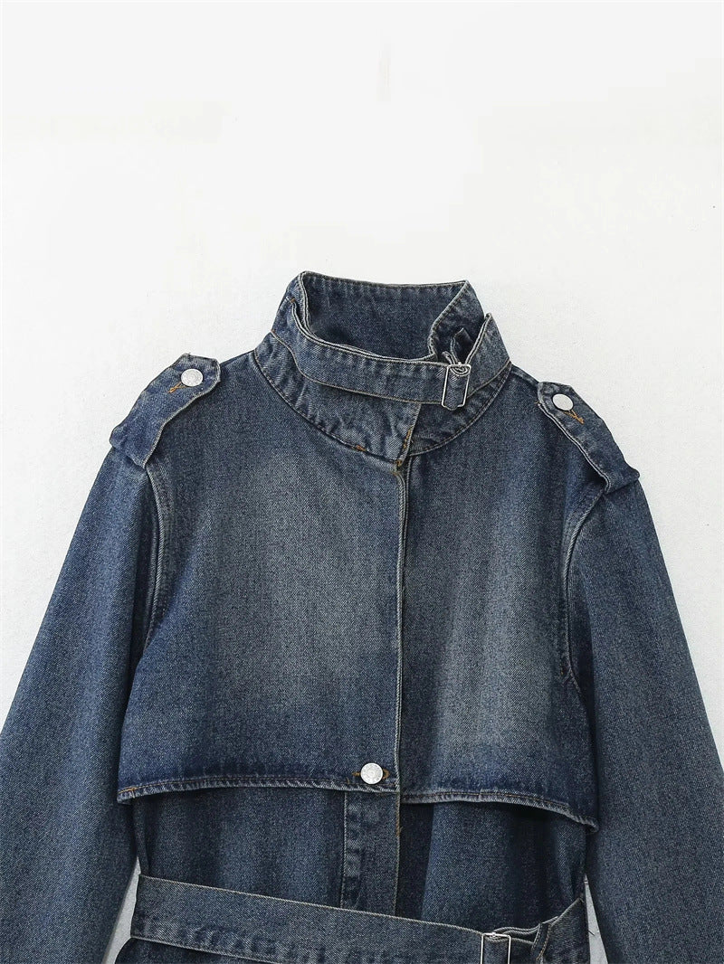 Harper Denim Trenchcoat – Donkerblauw