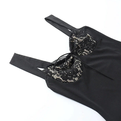 A-Line Lace Mini Jurk met Gevoerde Breed Strap en Kant